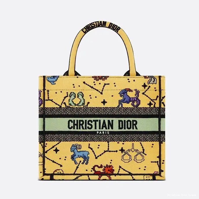 Pixel Dior Motif Yellow Canvas Tote Book Zodiac 0325 Luxury